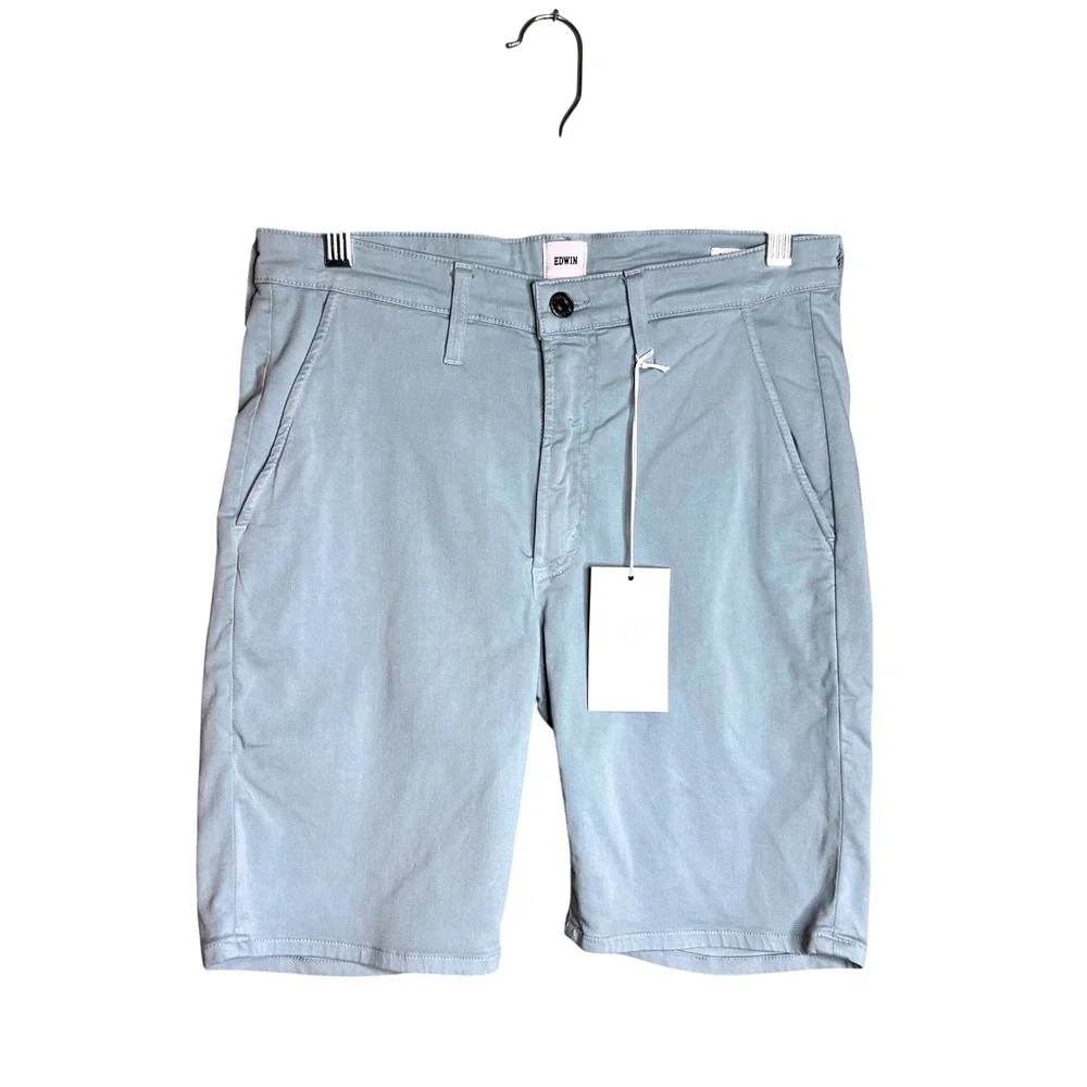 EDWIN Mason Shorts Mens Size 28 Slim Chino Blue Fog 8